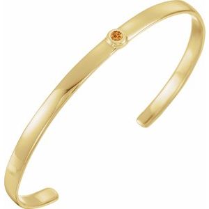 14K Yellow Gold Natural Citrine Cuff 6" Bracelet