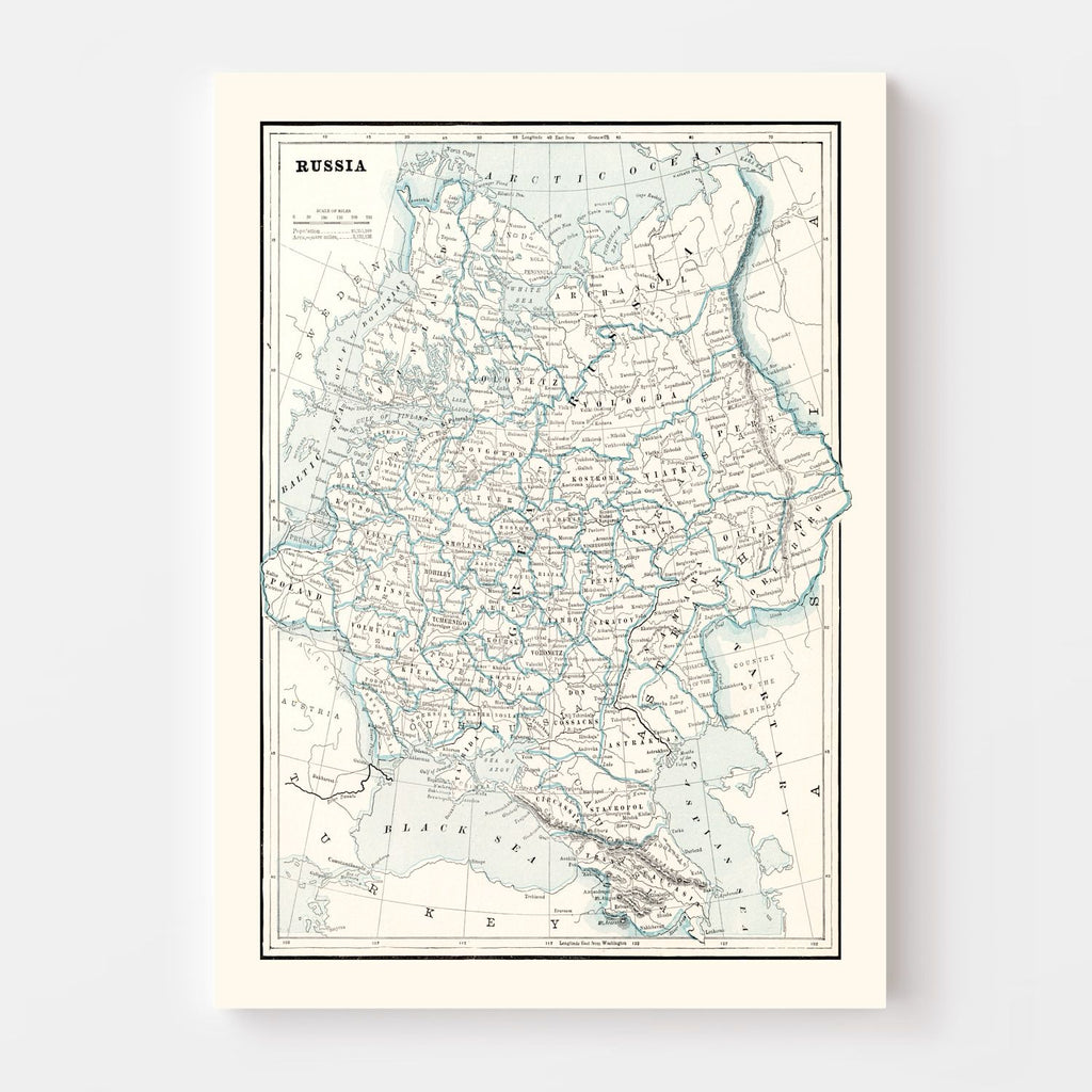 Vintage Map of Russia 1893