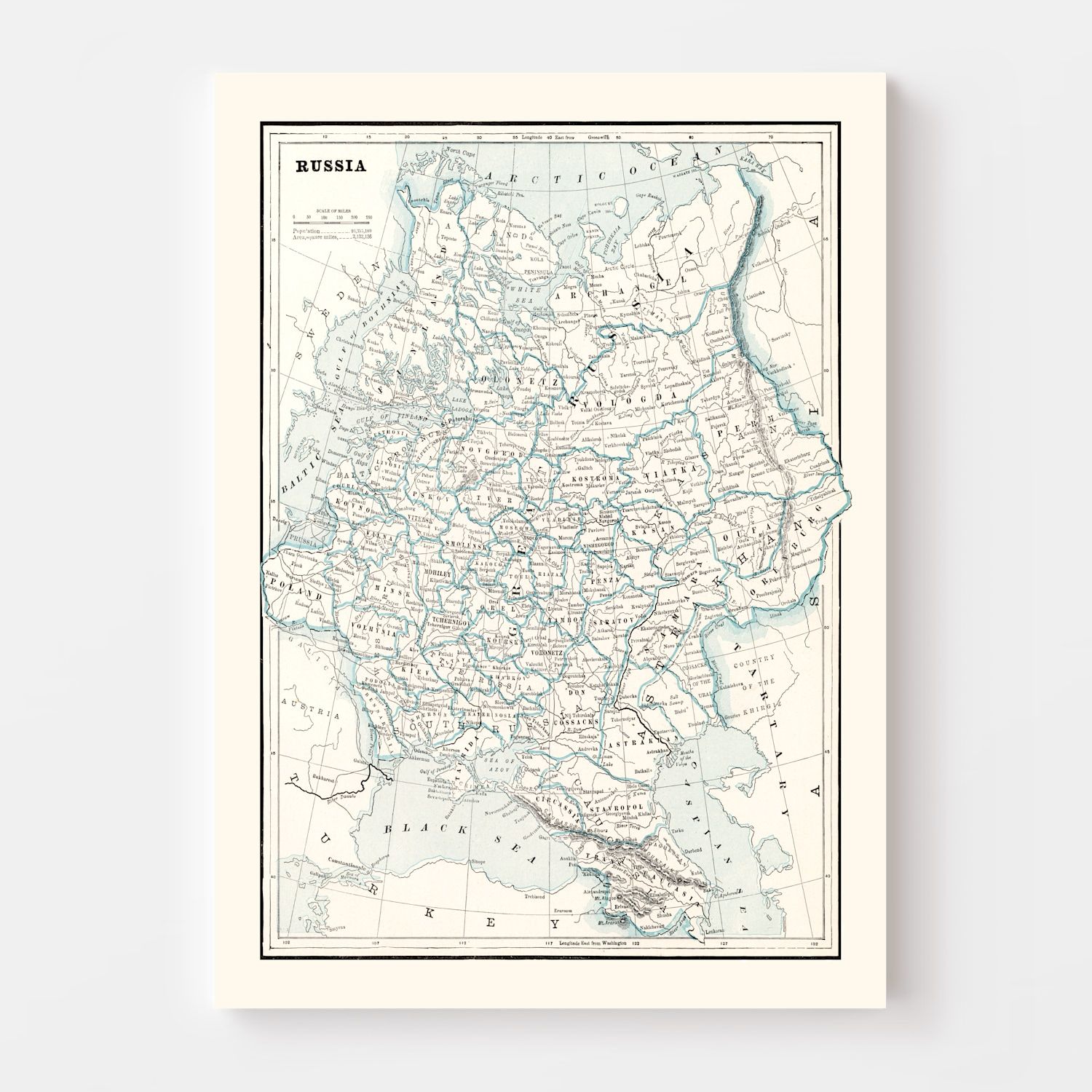Vintage Map of Russia 1893