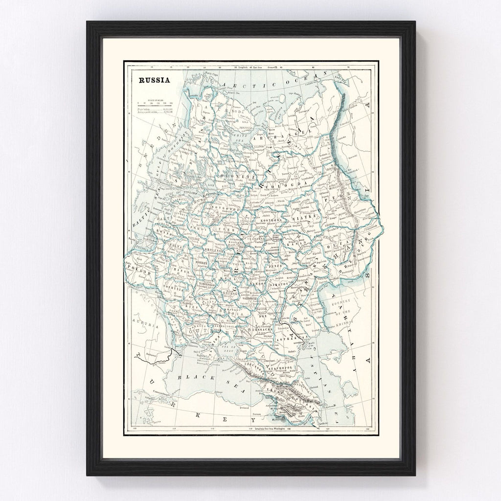 Vintage Map of Russia 1893