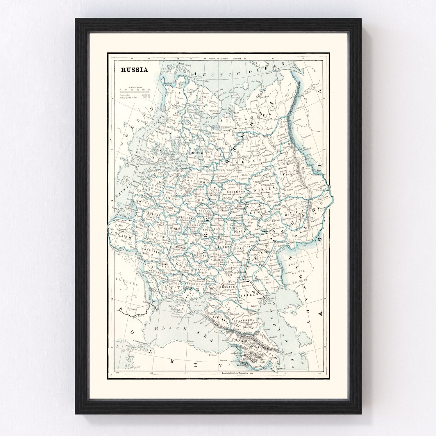 Vintage Map of Russia 1893