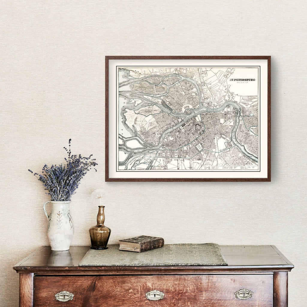 Vintage Map of Saint Petersburg, Russia 1893