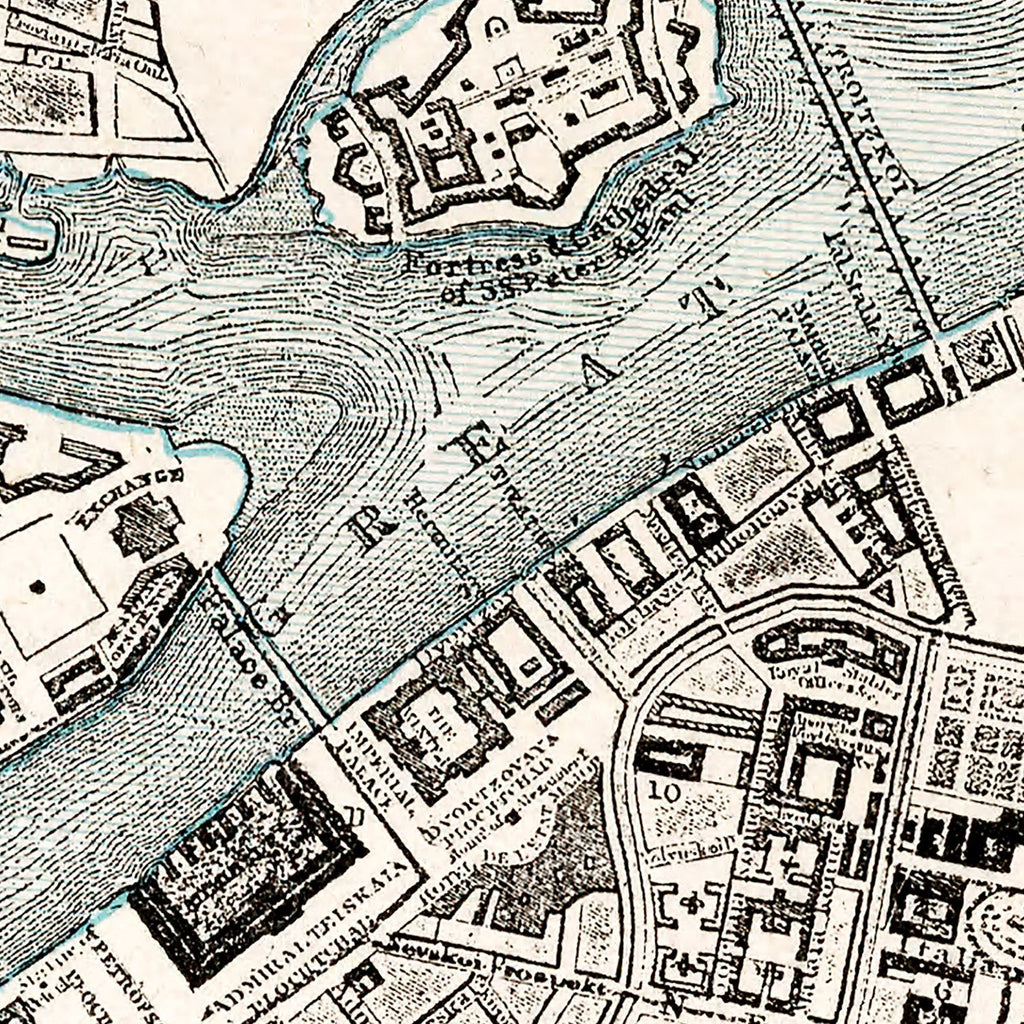 Vintage Map of Saint Petersburg, Russia 1893