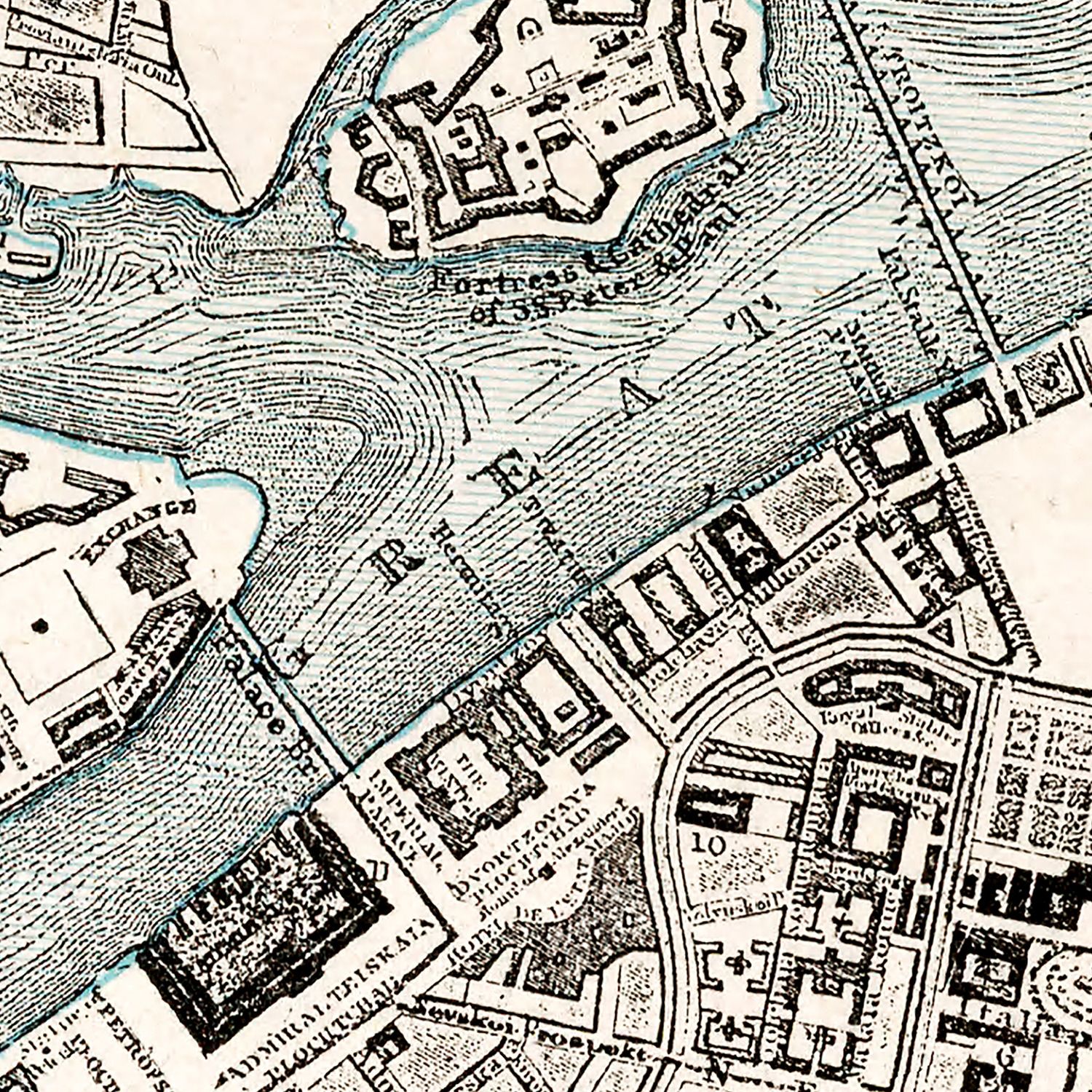 Vintage Map of Saint Petersburg, Russia 1893