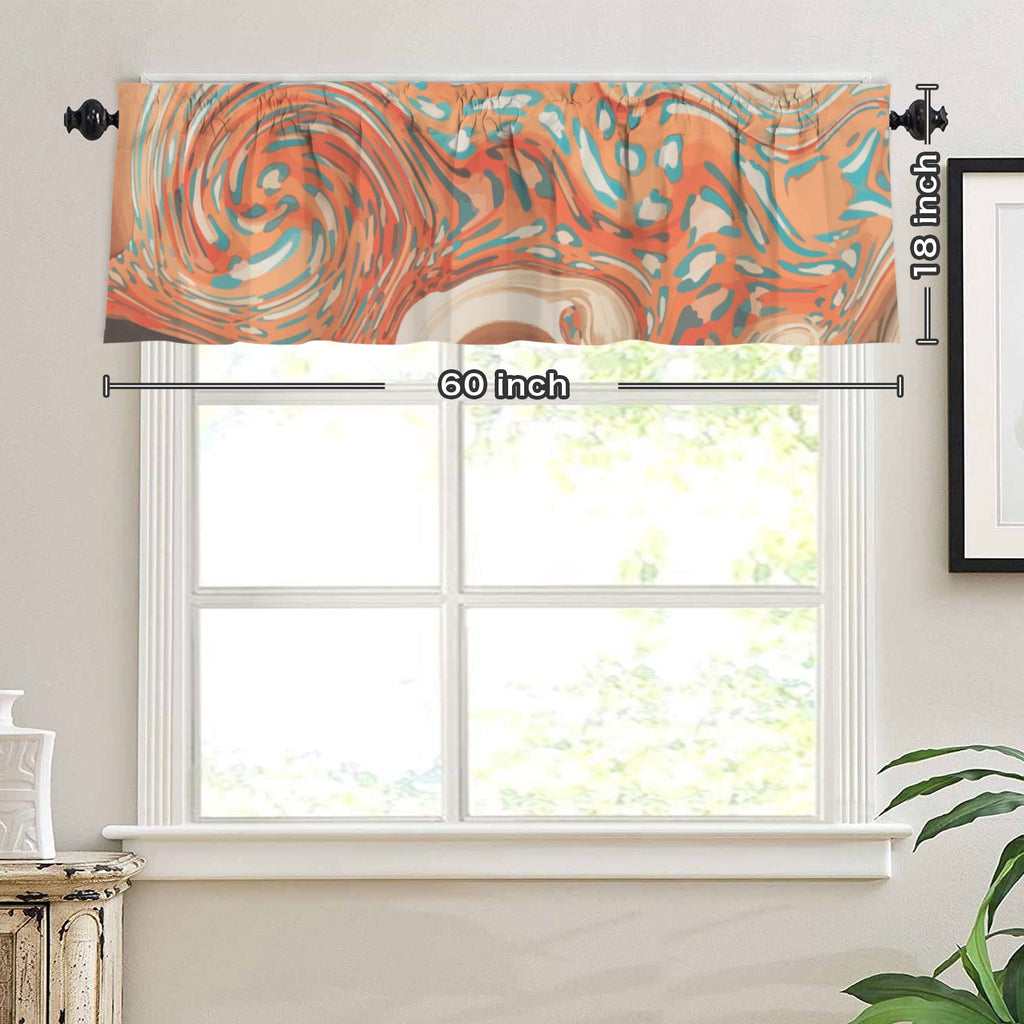 Orange Marble Short Vallance Window Curtain - 60x18inch（Made in USA）