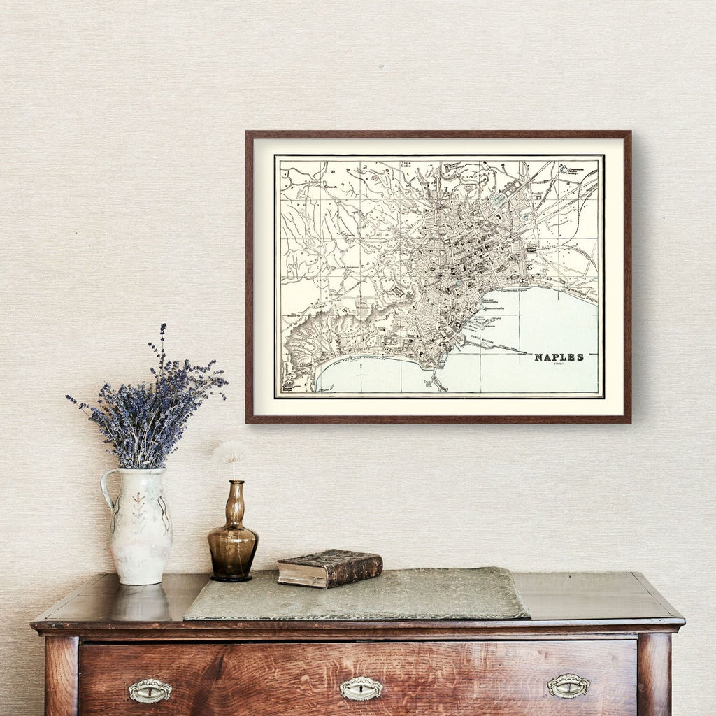 Vintage Map of Naples, Italy 1893