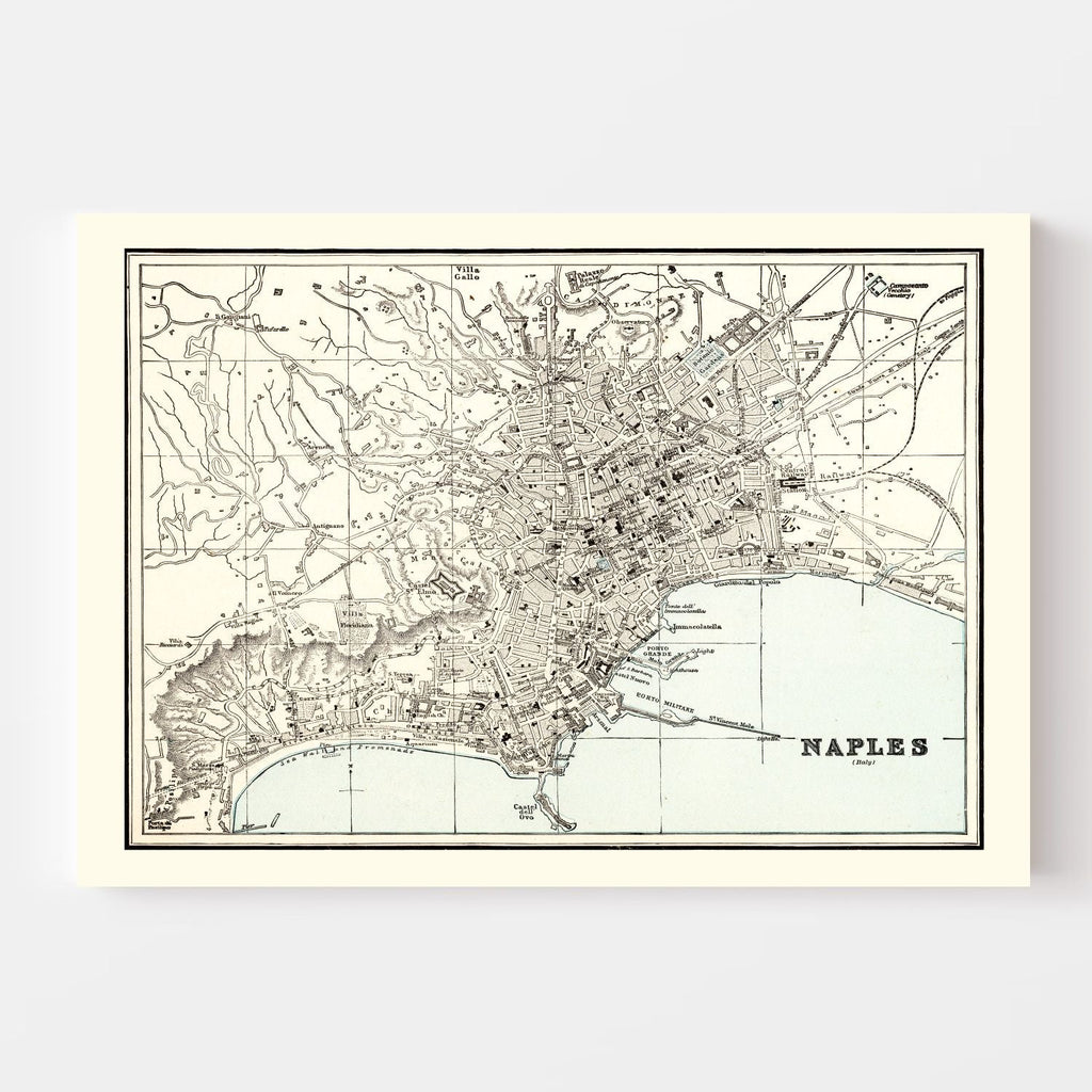 Vintage Map of Naples, Italy 1893