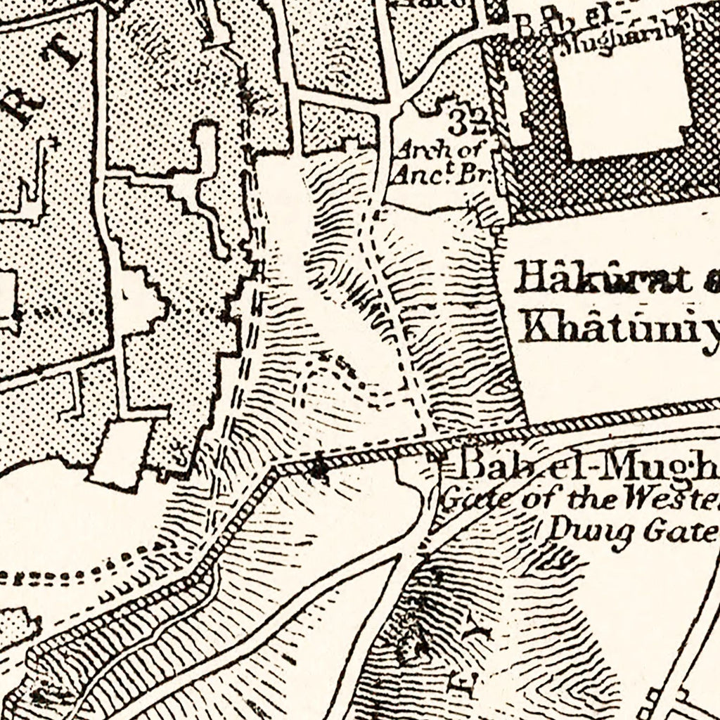 Vintage Map of Jerusalem, Israel 1893