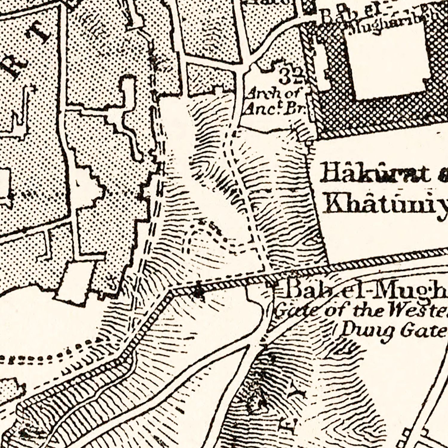 Vintage Map of Jerusalem, Israel 1893