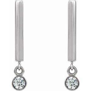 Platinum Natural White Sapphire Bar Earrings – image 2