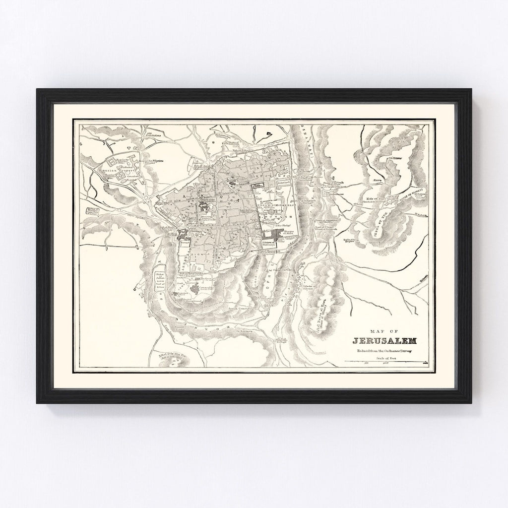 Vintage Map of Jerusalem, Israel 1893