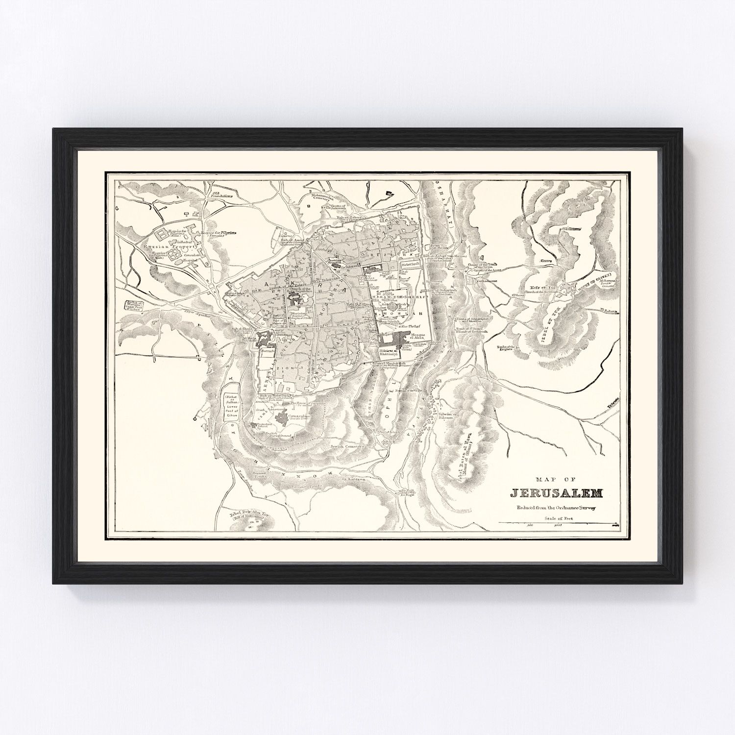 Vintage Map of Jerusalem, Israel 1893
