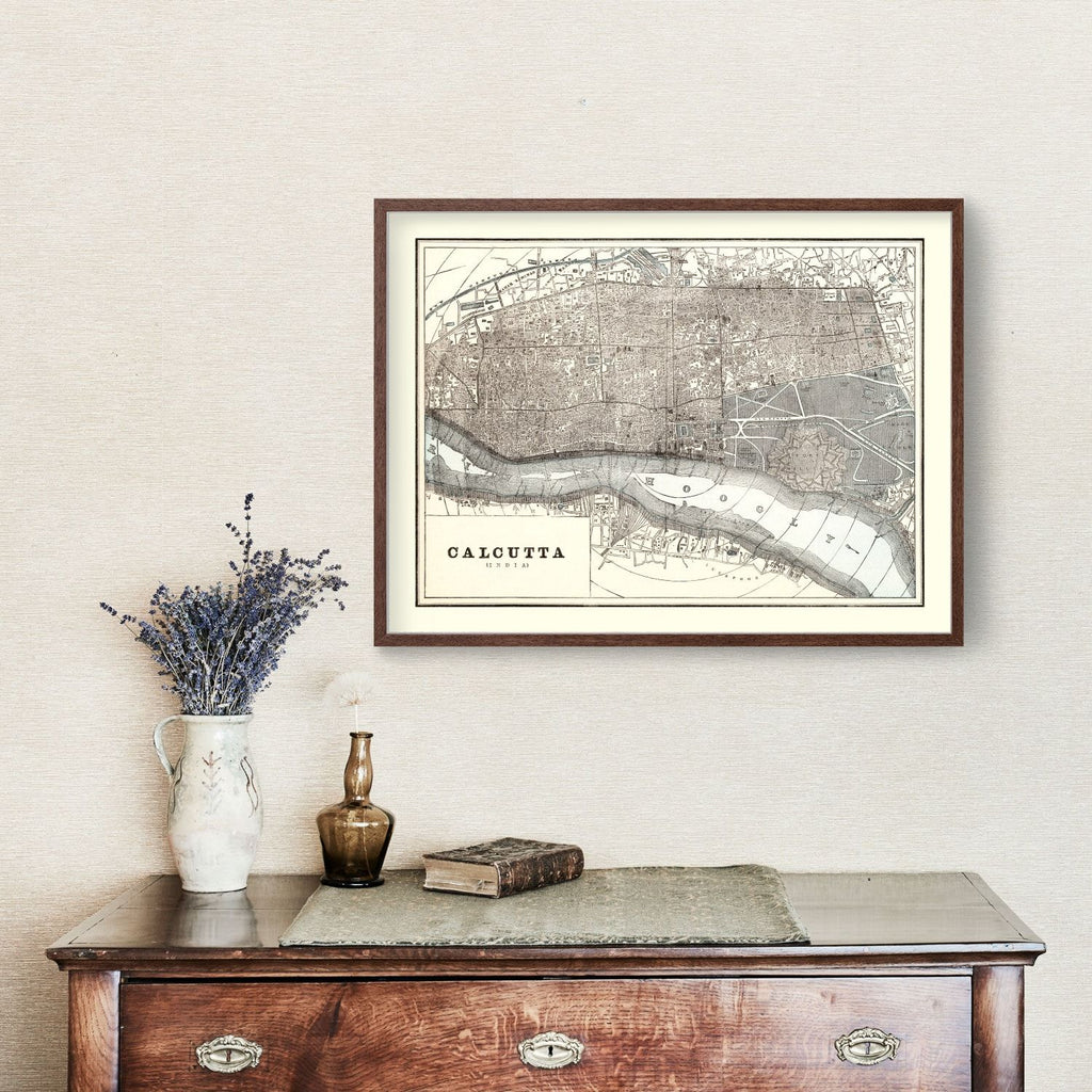 Vintage Map of Calcutta, India 1893
