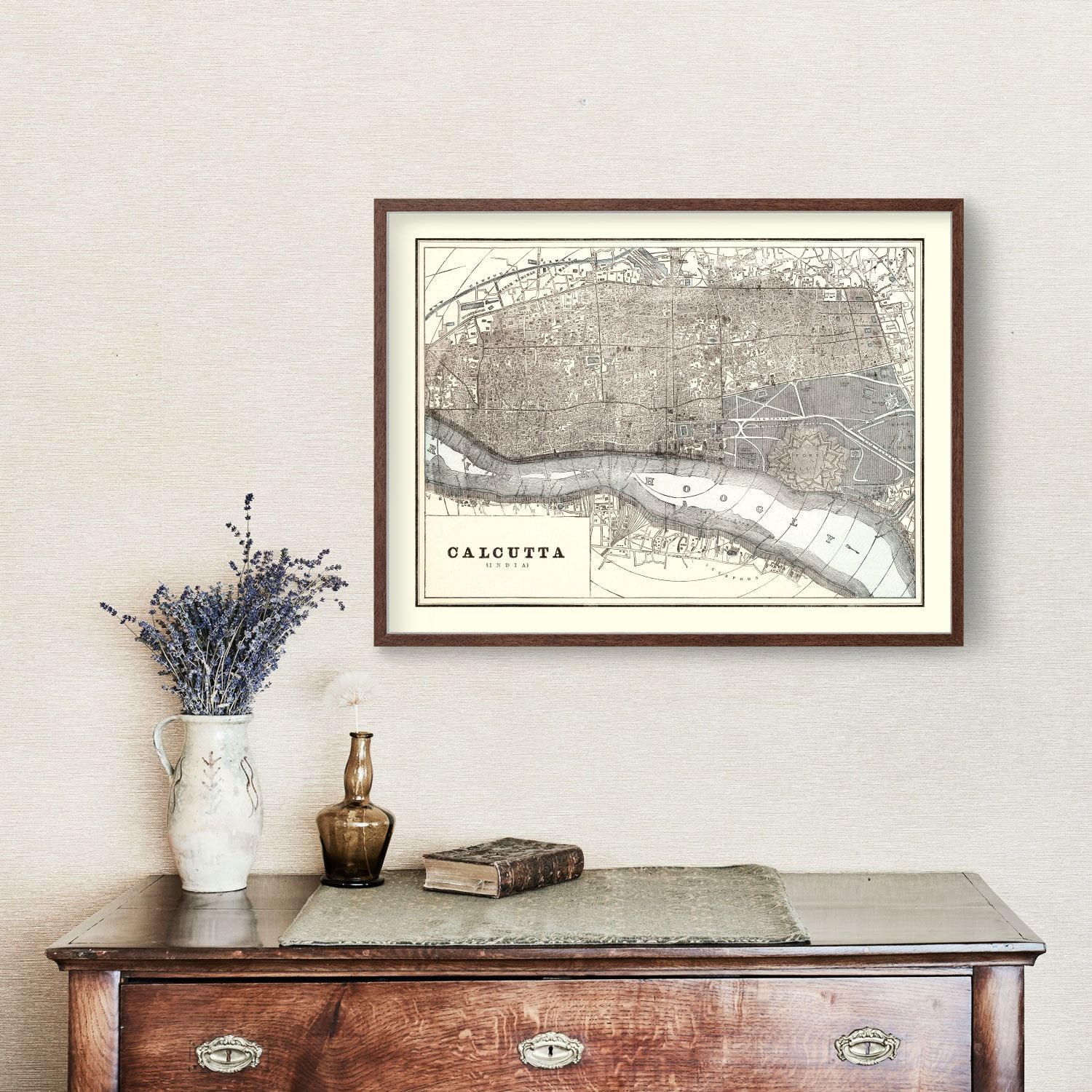 Vintage Map of Calcutta, India 1893