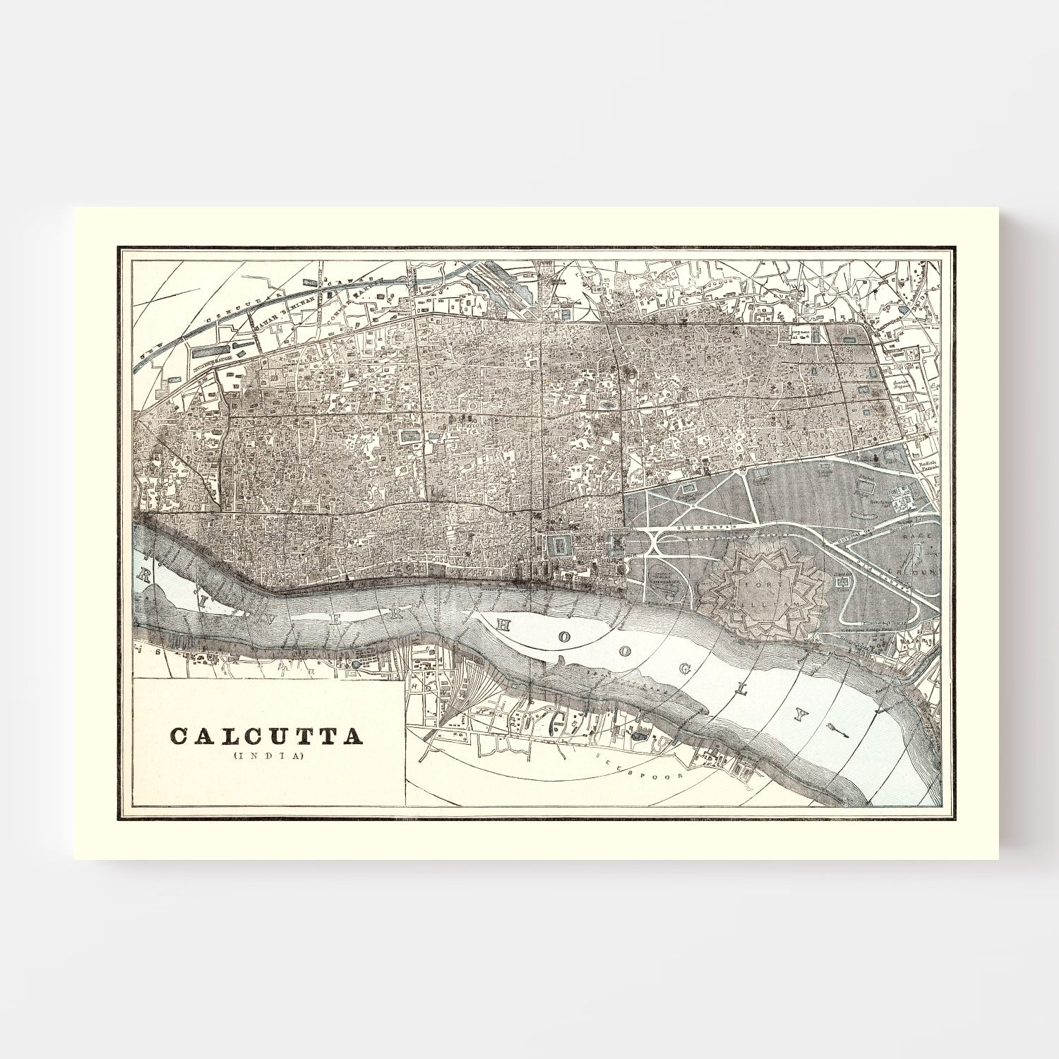 Vintage Map of Calcutta, India 1893