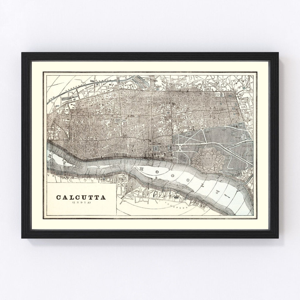 Vintage Map of Calcutta, India 1893