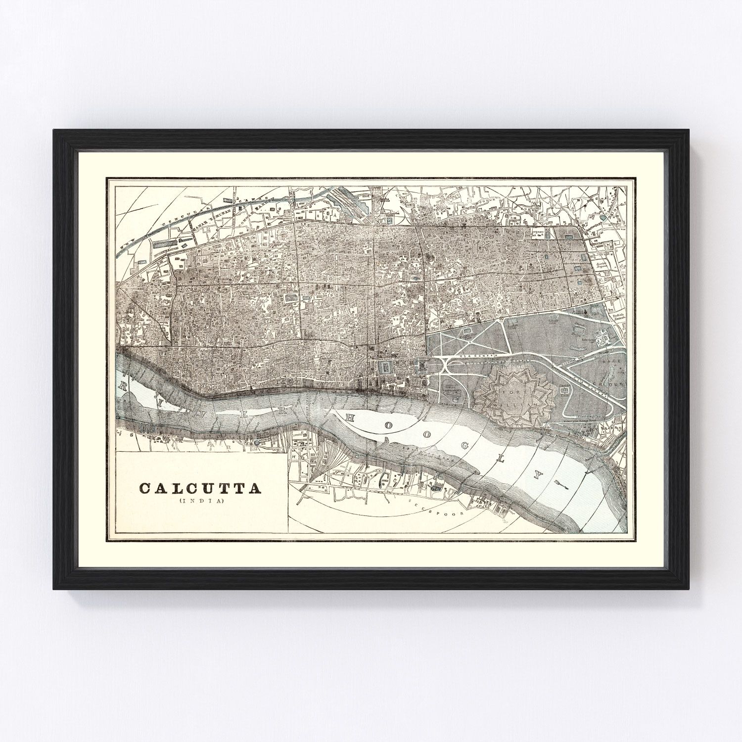 Vintage Map of Calcutta, India 1893