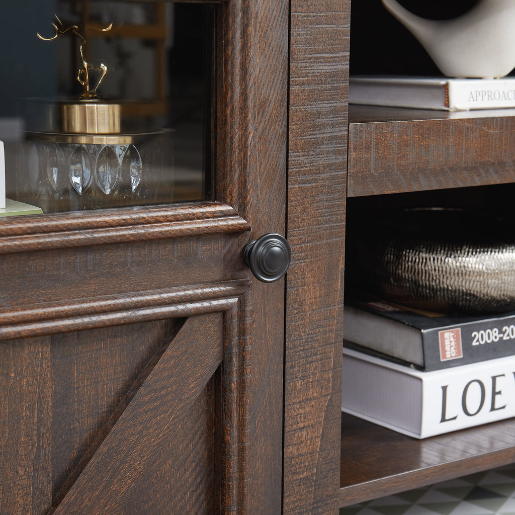 2 Doors Cabinet Farmhouse  Cabinet, Farmhouse TV Stand Barn Design,Modern Farmhouse TV Media Stand, Large Barn Inspired Home Entertainment Console,Espresso, 60.23'W*15.35'D*31.7'H