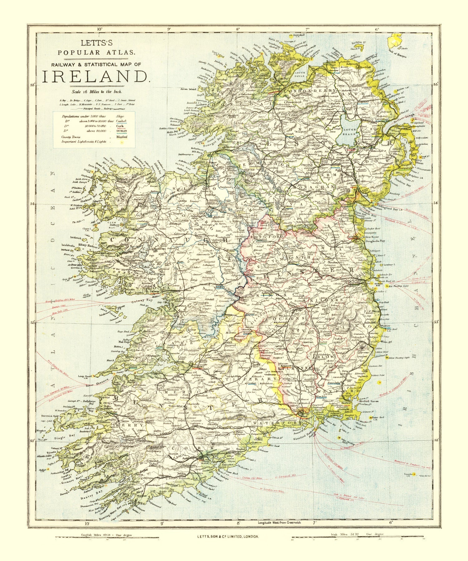 Vintage Map of Ireland 1883