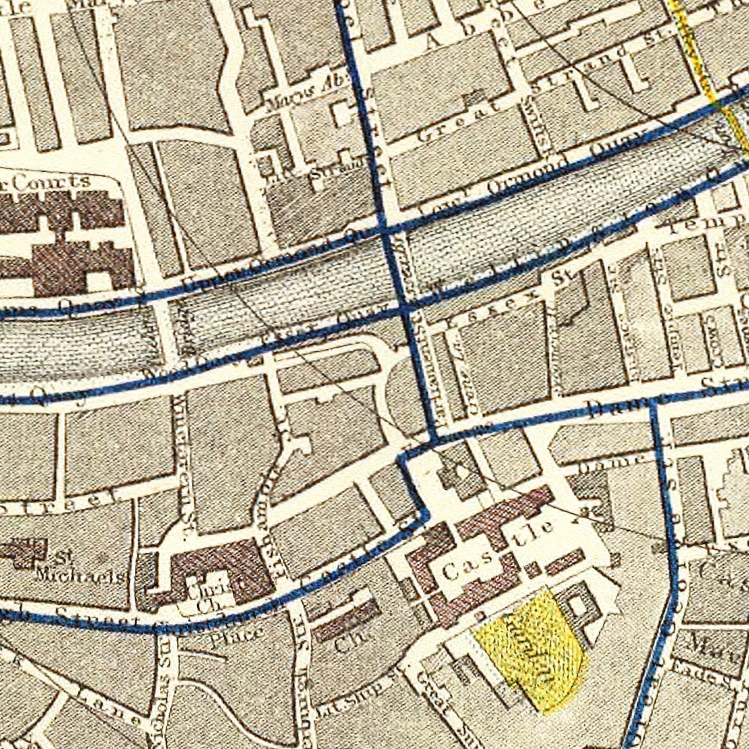 Vintage Map of Dublin, Ireland 1883