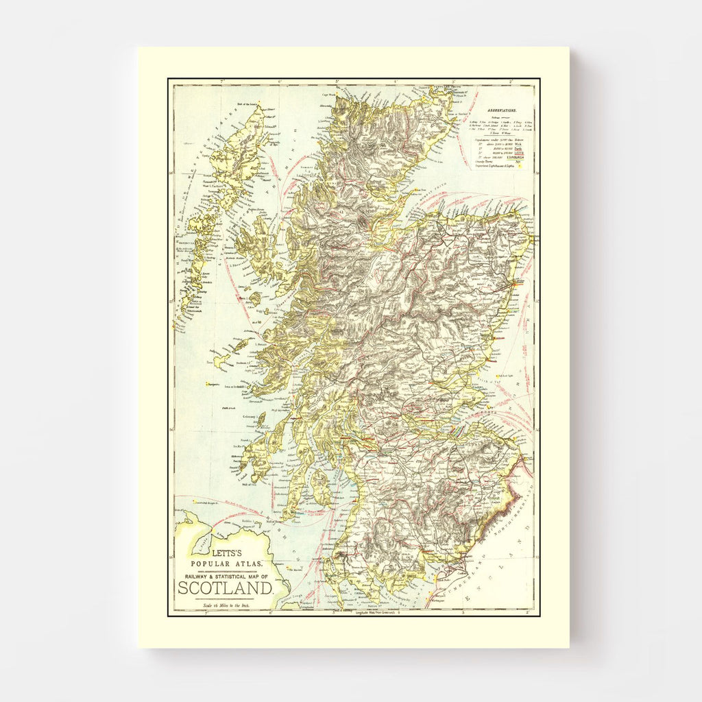 Vintage Map of Scotland 1883