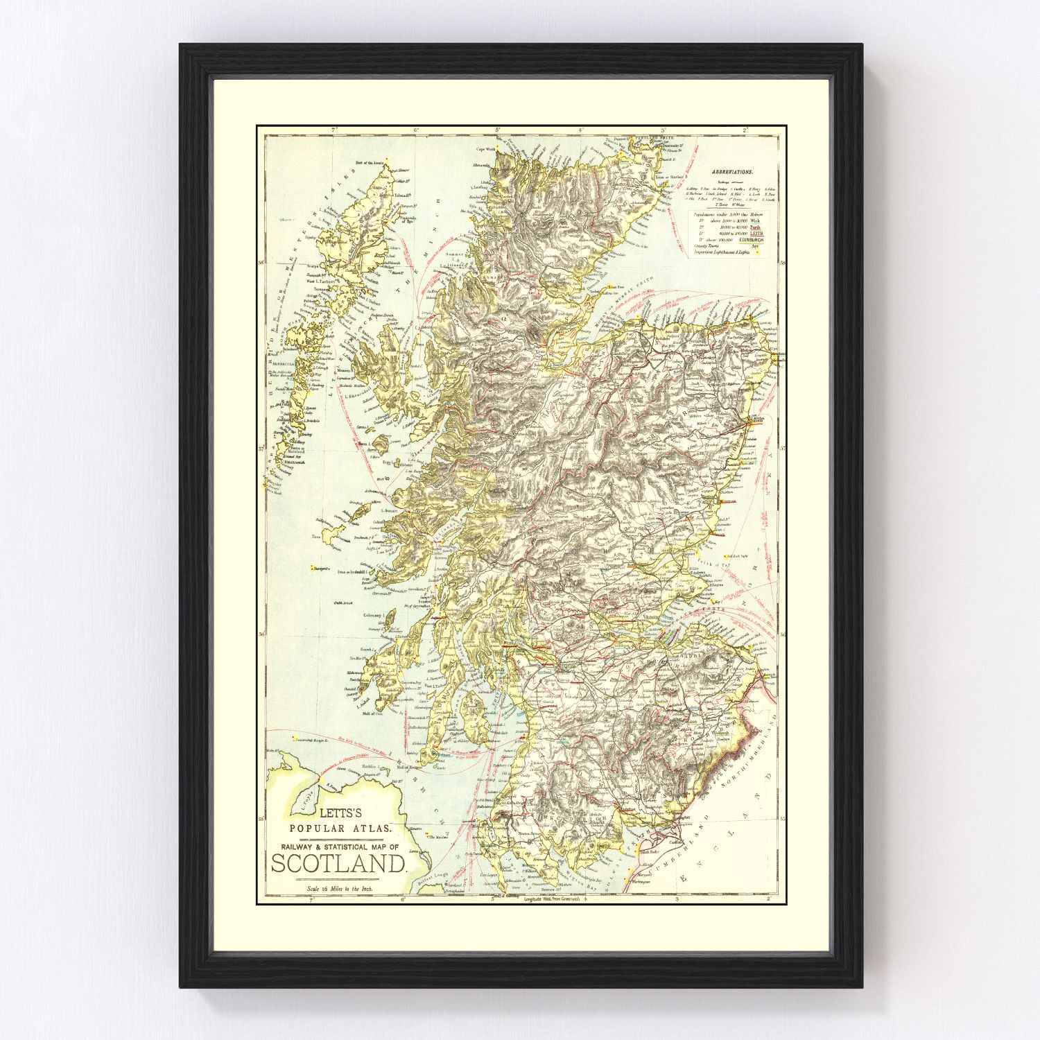Vintage Map of Scotland 1883