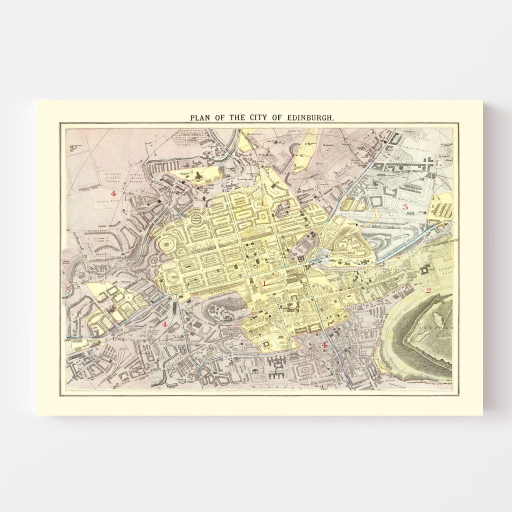 Vintage Map of Edinburgh, Scotland 1883