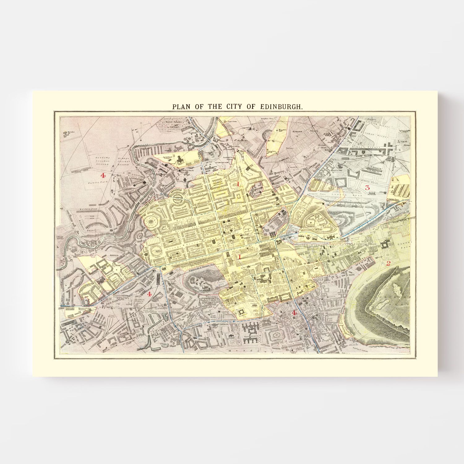 Vintage Map of Edinburgh, Scotland 1883