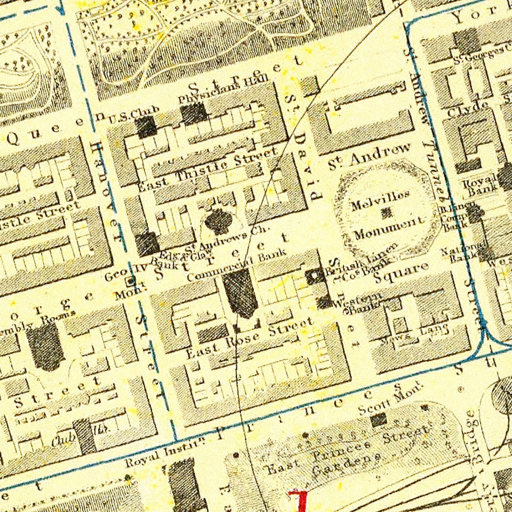 Vintage Map of Edinburgh, Scotland 1883