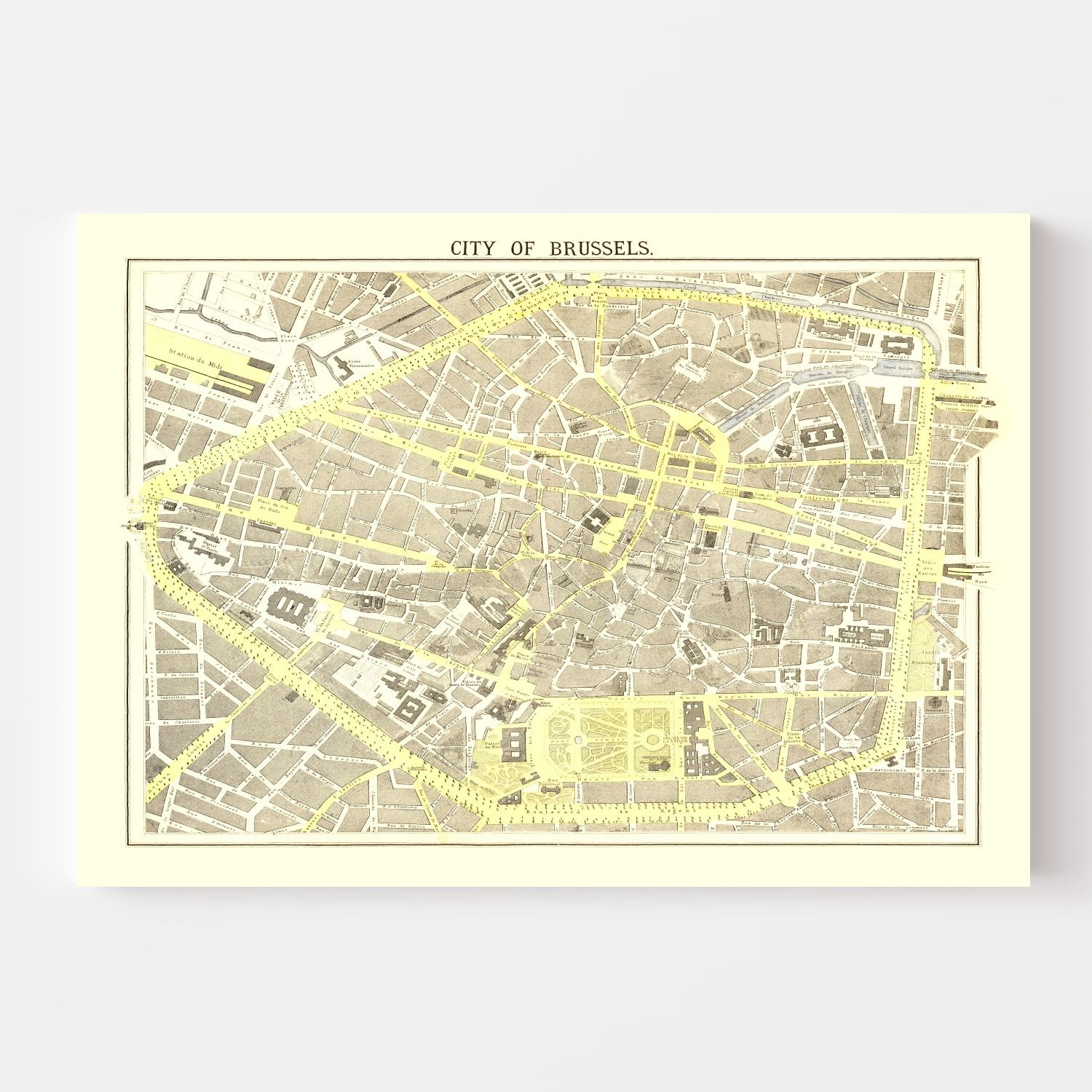 Vintage Map of Brussels, Belgium 1883
