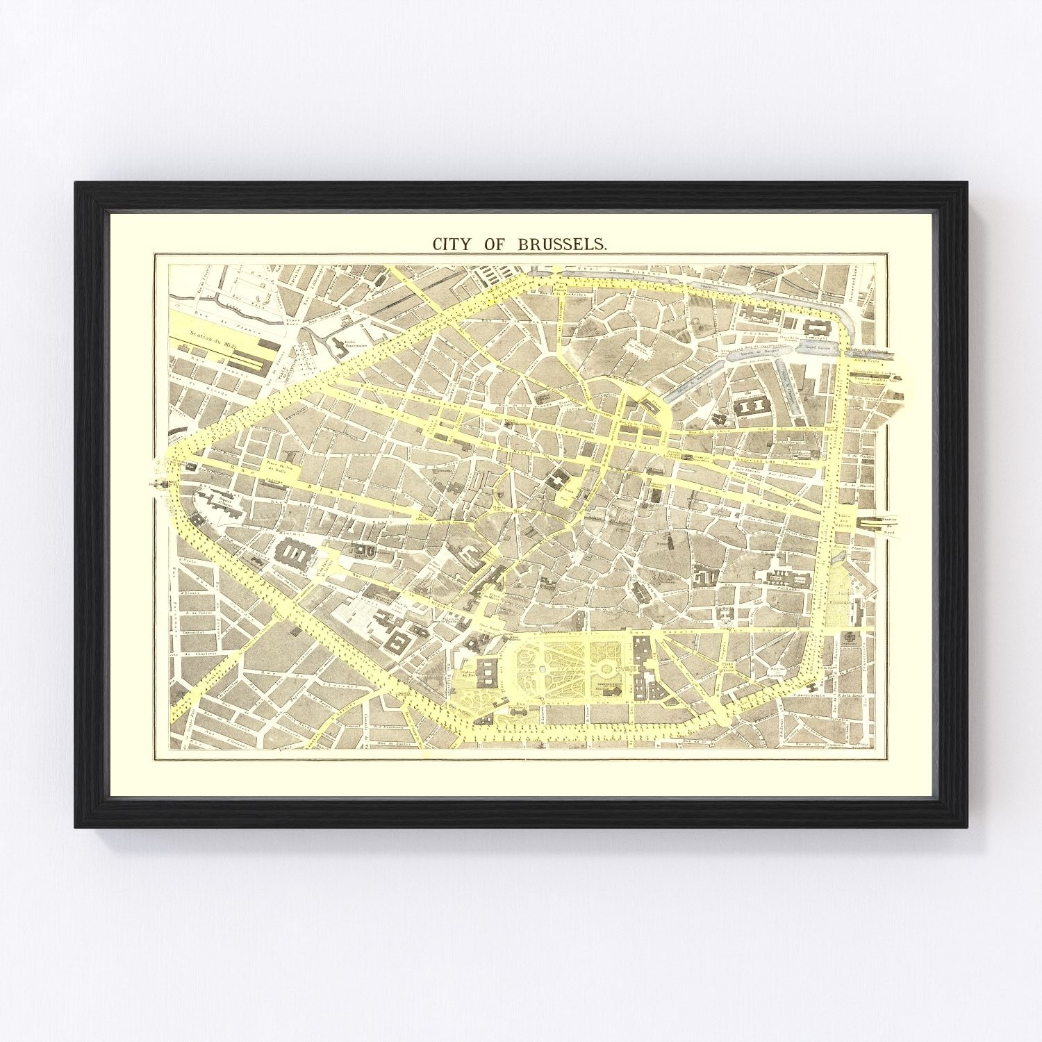 Vintage Map of Brussels, Belgium 1883
