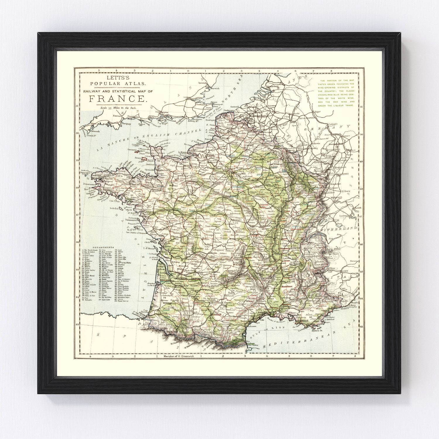 Vintage Map of France 1883