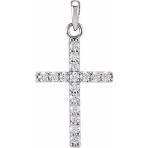 14K White Gold 1/5 CTW Lab-Grown Diamond Cross Pendant