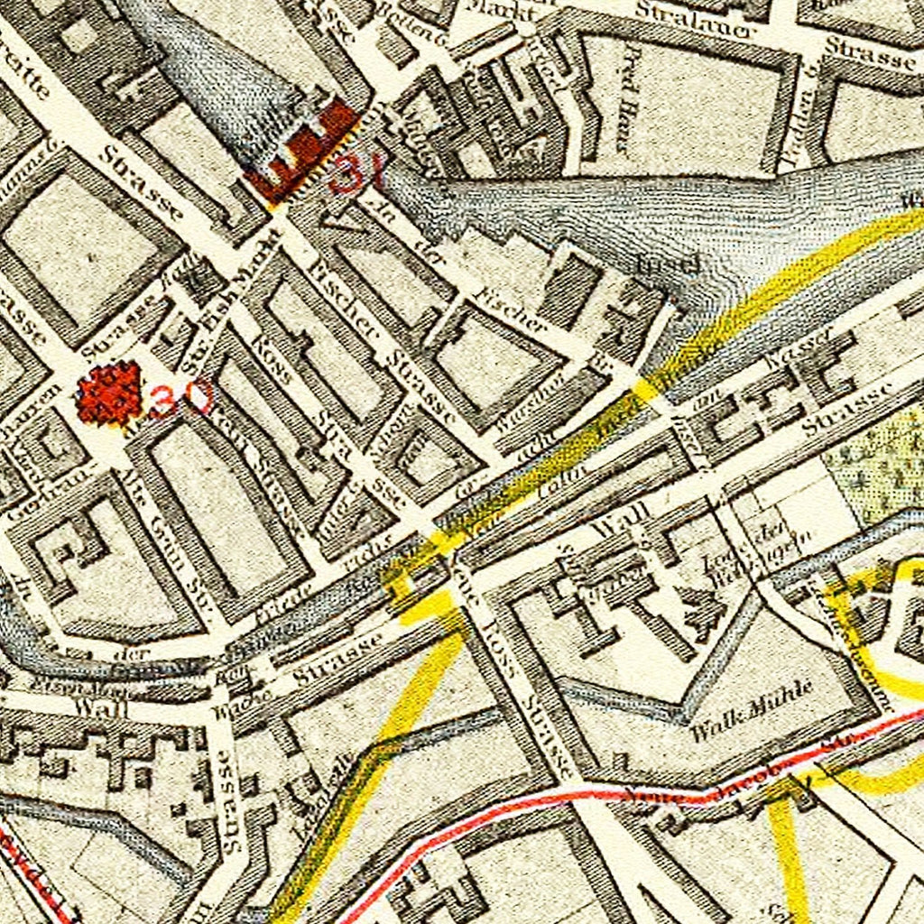 Vintage Map of Berlin, Germany 1883