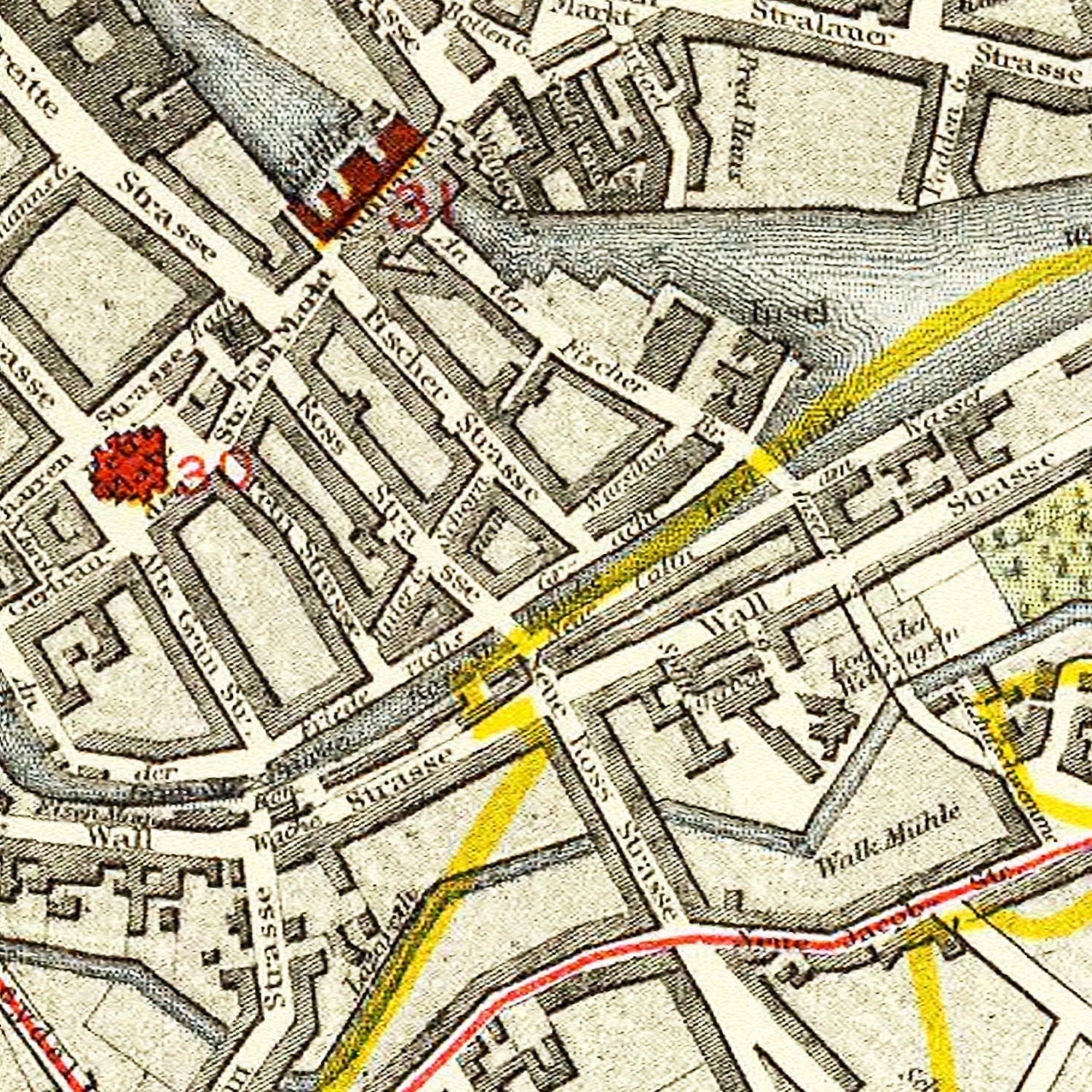 Vintage Map of Berlin, Germany 1883