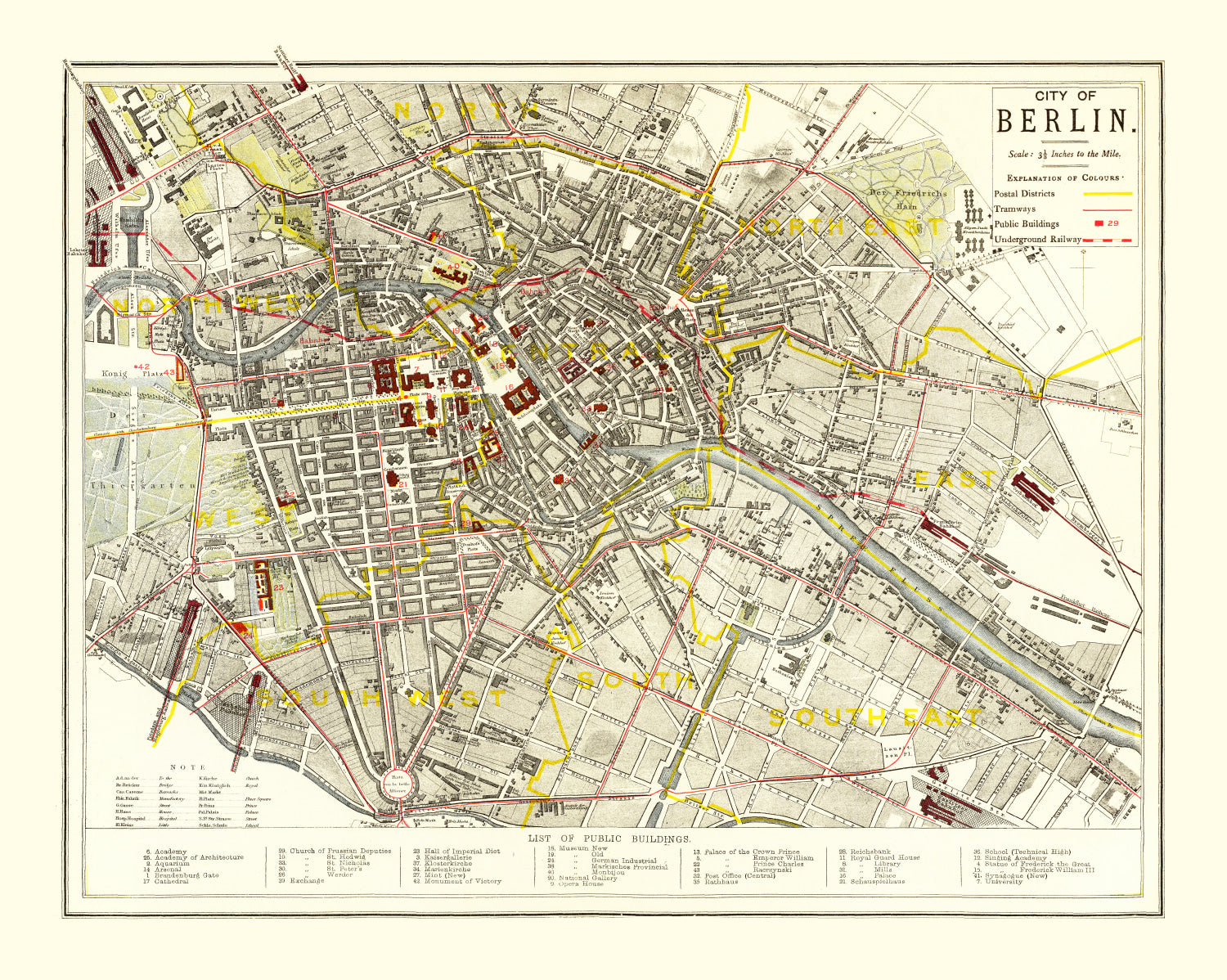 Vintage Map of Berlin, Germany 1883