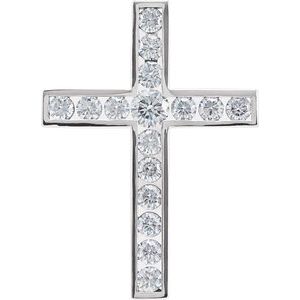 14K White Gold 1 3/8 CTW Natural Diamond Cross Pendant
