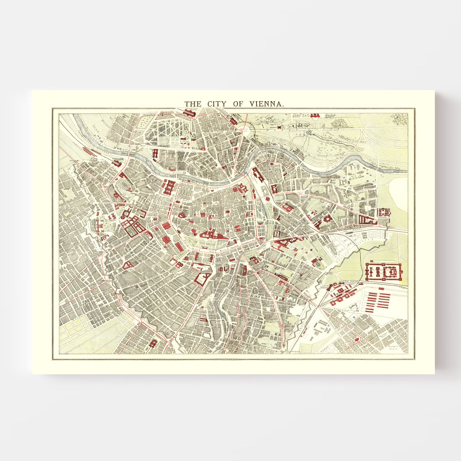 Vintage Map of Vienna, Austria 1883