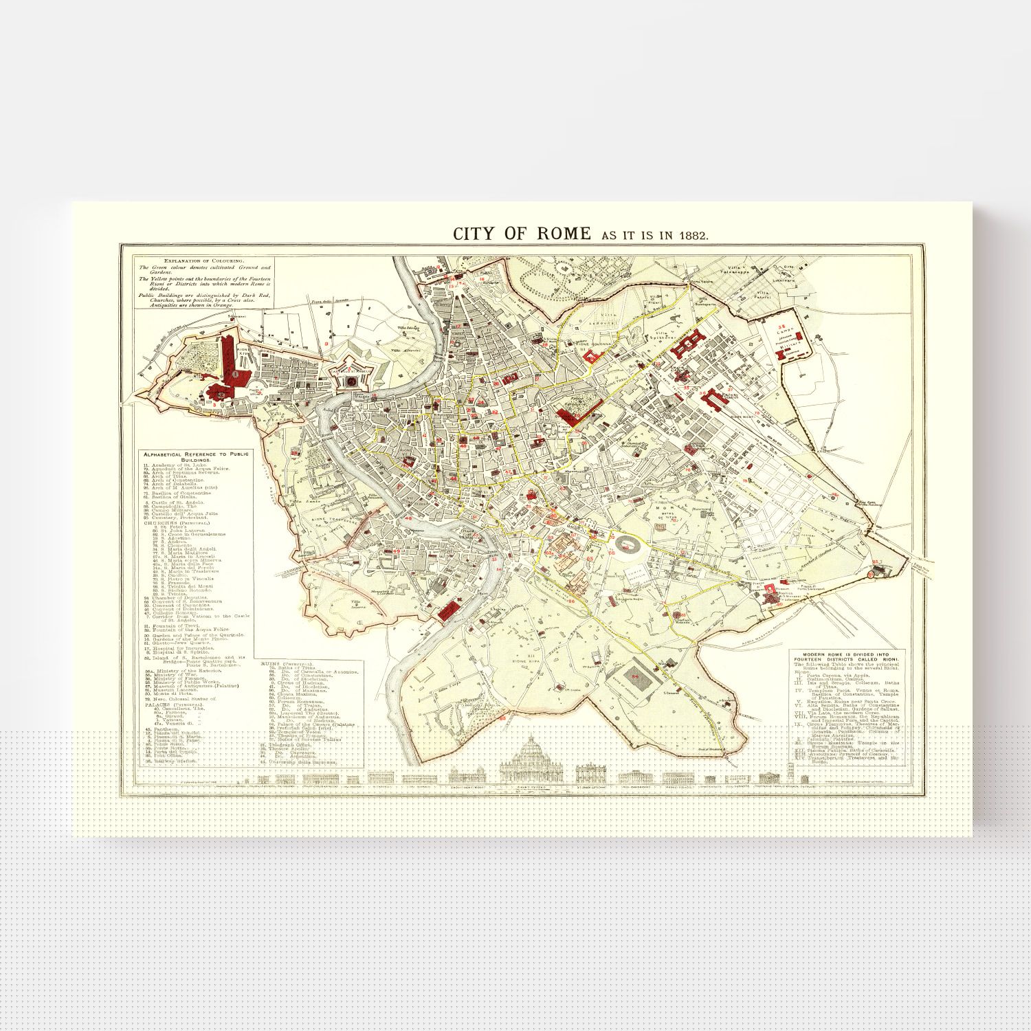 Vintage Map of Rome, Italy 1883