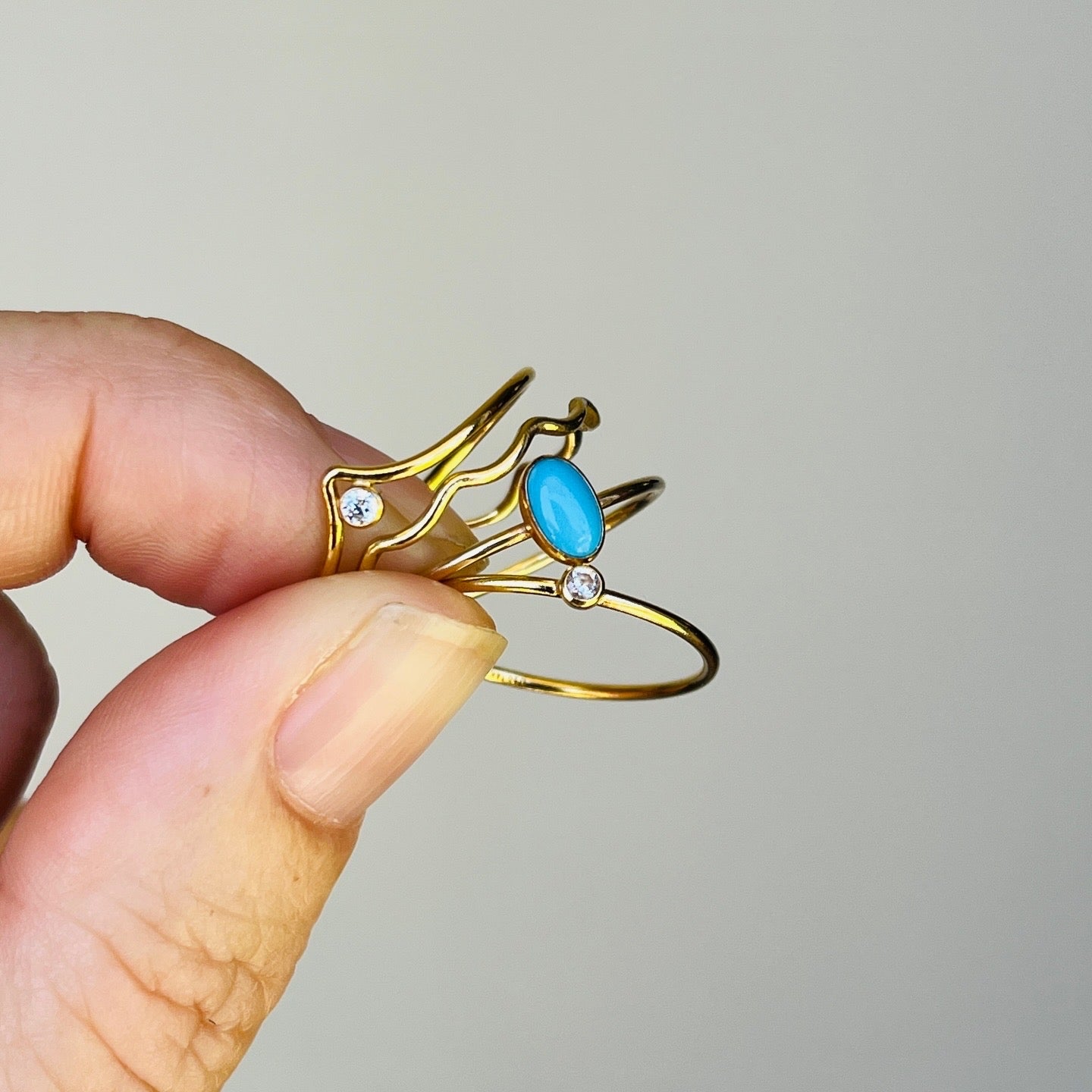 14K Gold Filled V DIAMOND SLEEPING BEAUTY TURQUOISE SET