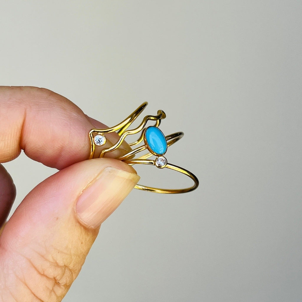 14k gold filled OVAL SLEEPING BEAUTY TURQUOISE GEMSTONE RING
