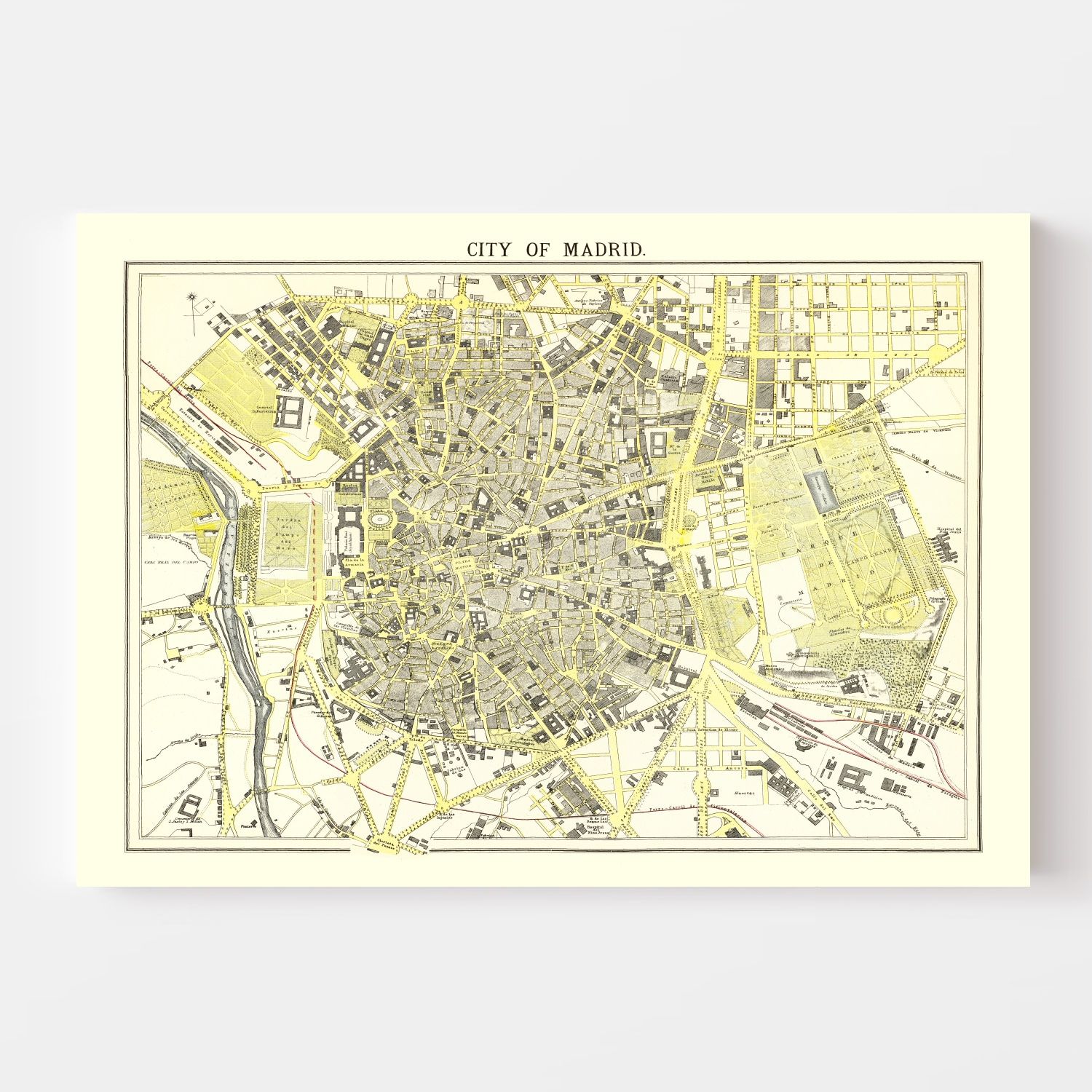Vintage Map of Madrid, Spain 1883