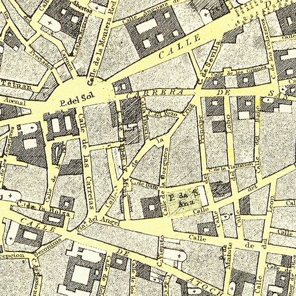 Vintage Map of Madrid, Spain 1883