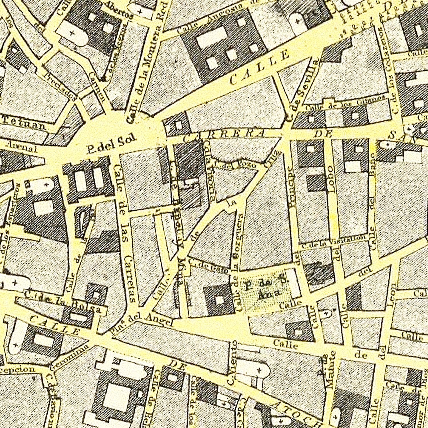 Vintage Map of Madrid, Spain 1883