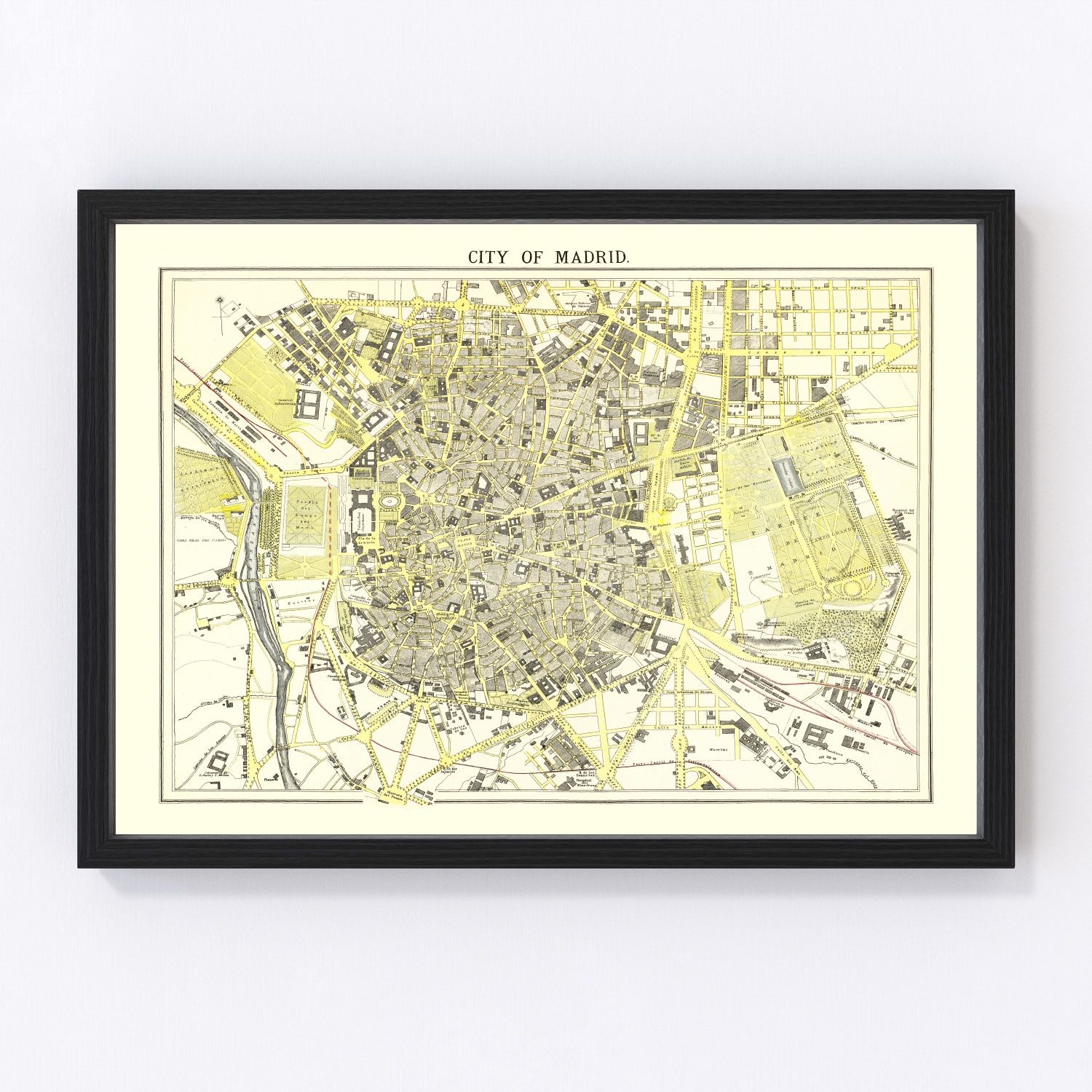 Vintage Map of Madrid, Spain 1883