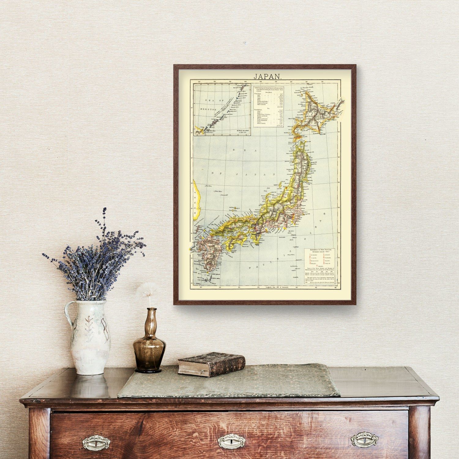 Vintage Map of Japan 1883