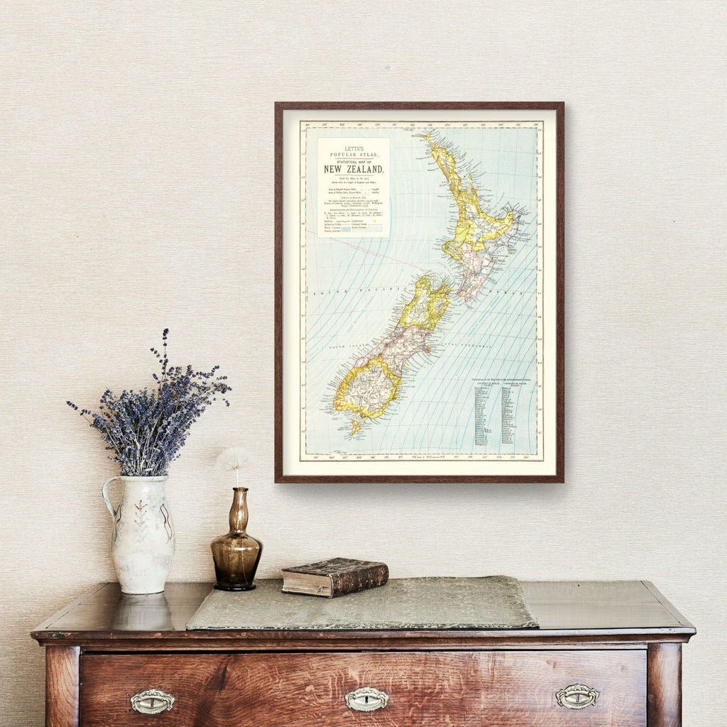 Vintage Map of New Zealand 1883