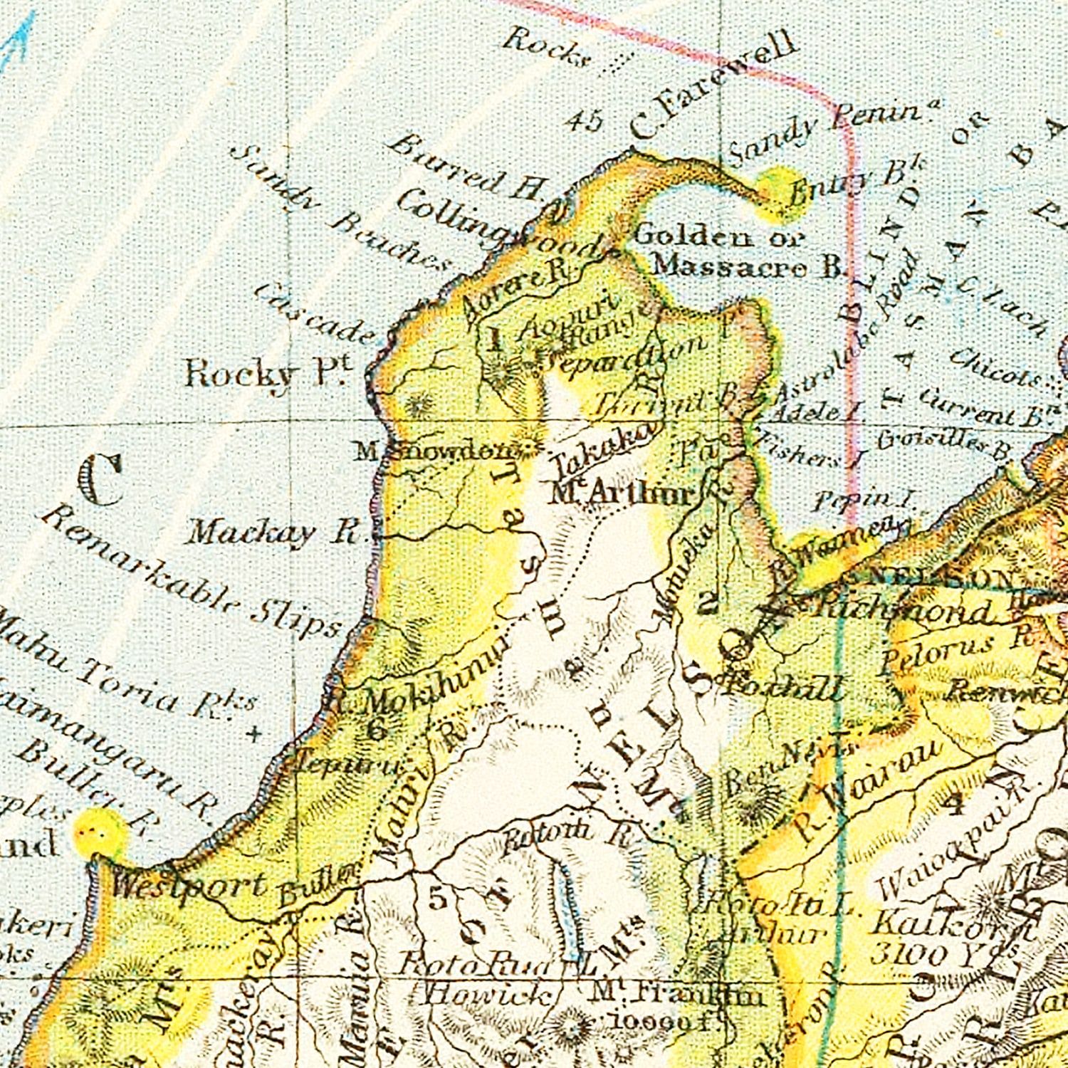 Vintage Map of New Zealand 1883