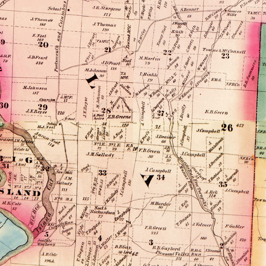Vintage Map of Scioto County, Ohio 1875