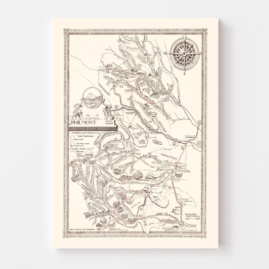 Vintage Map of Philmont Scout Ranch 1948